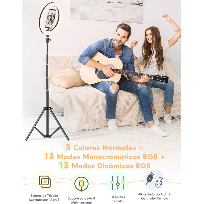 Кільцеве світло YISSVIC 25.4 см (10 дюймів) зі штативом та пультом, 168 LED, 3 режими світла та 26 RGB, для фото та відео, TikTok, YouTube, селфі