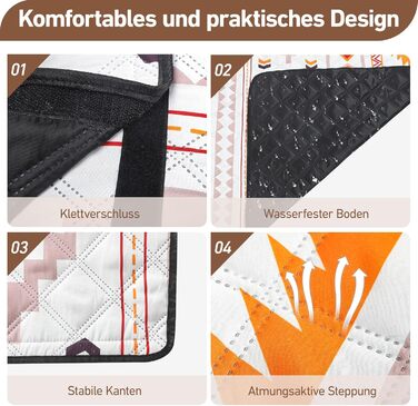 Водонепроникний плед для пікніка Boho 200x200 см, XXL великий плед для пляжу, кемпінгу, подорожей. Плед з бавовни, пісконепроникний, легко миється, складається. Ідеально для пікніка, пляжу, відпочинку на природі.