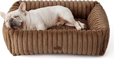 BEDSURE: М'яке ортопедичне ліжко для собак великих порід - 91x68x20 см, знімний флісовий чохол, антиковзаюча поверхня, високий борт (розмір L 76x61x20 см, Колір: Коричневий)