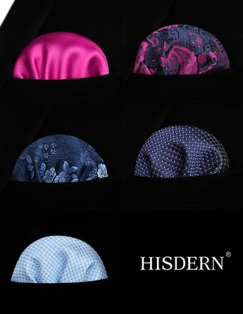 HISDERN Комплект краваток для чоловіків (5 шт.) з кишеньковим хустинкою. Класичні, елегантні краватки з шовку для весілля та особливих випадків. У подарунковій коробці.