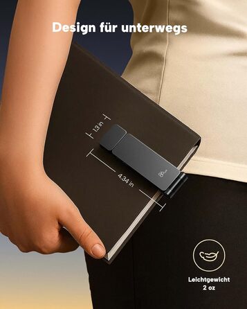 LED кріпильна лампа для читання 86lux - перезарядна, 3 кольори, регулювання яскравості, сіра