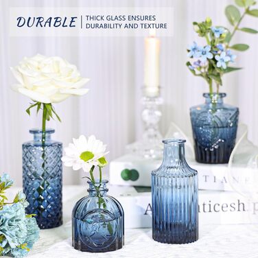 Набір ваз Knospenvasen (12 шт.): міні вази для декору столу, рустикальний стиль, блакитний колір