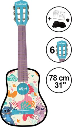 Гітара Lexibook Disney Stitch: акустична, дерев'яна, 36'', з навчальним посібником та чохлом