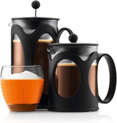 Bodum Kenya: Френч-прес для кави, 500 мл, 4 чашки, з боросилікатного скла та нержавіючої сталі, миється в посудомийній машині, Made in Portugal, чорний