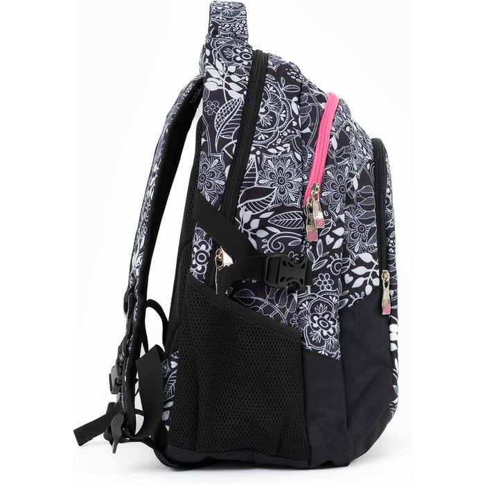 Ергономний шкільний рюкзак Budmil для хлопчиків та дівчаток 32L - для підлітків та дітей від 5 класу - водонепроникний, з 3 відділеннями та вентильованою спинкою, Edwin White Flower