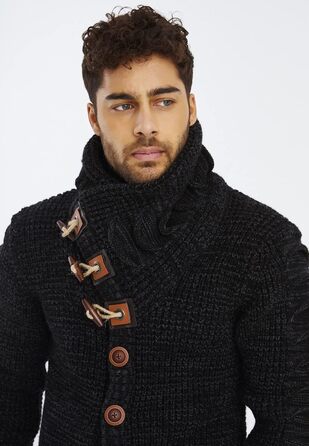 Чоловічий кардиган Leif Nelson з ґудзиками, Regular Fit, чорний/антрацитовий, для повсякденного та ділового стилю