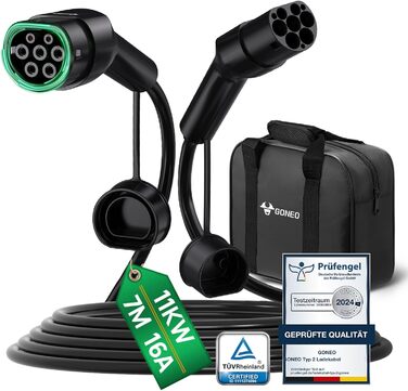 Кабель зарядки для електромобіля GONEO Typ 2, 11кВт, 7м, 16A, 3 фази