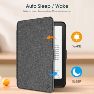 Чохол Fintie для Kindle Paperwhite (12-го покоління) 2024/2025, захисний кейс з авто-ввімкненням/вимкненням, чорний (темно-сірий), сумісний з Kindle Colorsoft/Paperwhite Signature Edition