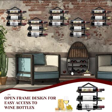Металева стійка для вина на стіну Giyiprpi, органайзер для 3 пляшок, чорна, для дому, кухні, бару