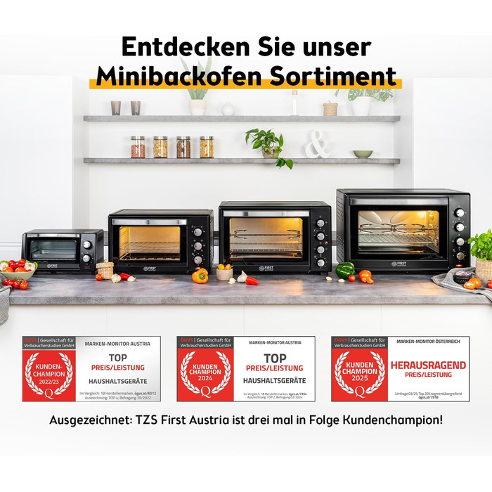 Міні-піч TZS First Austria 20L з регулюванням температури та грилем - для кухні та кемпінгу