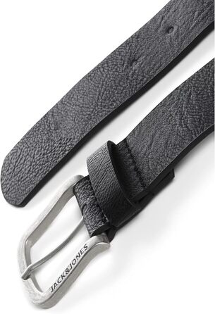 Чоловічий шкіряний ремінь JACK & JONES JACHARRY з металевою пряжкою, чорний