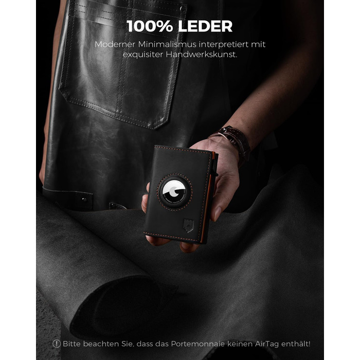 Портмоне DODENSHA® MagSnap для чоловіків з RFID захистом, відділенням для AirTag, картхолдером та відділенням для монет. Чорно-помаранчевий колір.
