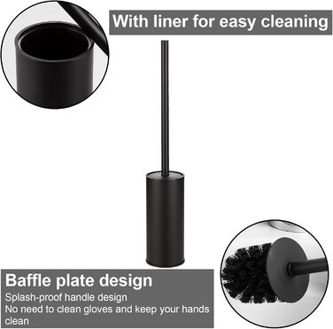 Тримач для унітазної щітки BGL, нержавіюча сталь, кольоровий, круглий, підлоговий, з щіткою, для ванної кімнати (Чорний)