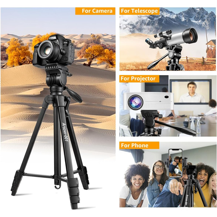 Штатив для камери 175см з Fluid-головкою: для Sony, Nikon, Canon, TikTok, Vlog (алюміній)