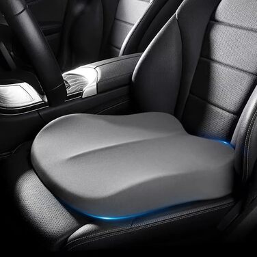 Подушка для сидіння в авто з Memory Foam, ортопедична для водія, чорна (сіра). Підвищення сидіння, для офісного крісла, інвалідного візка.