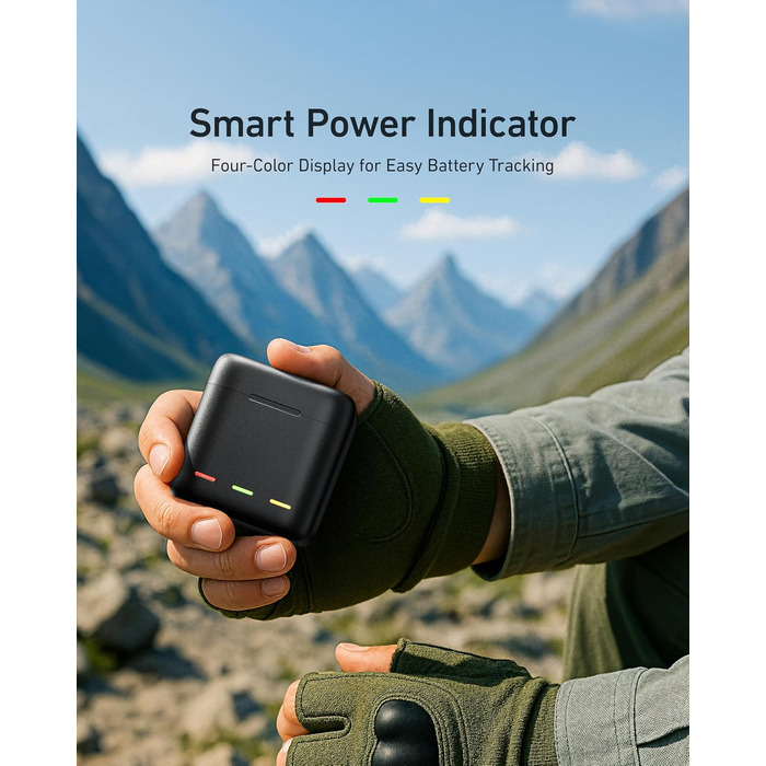 Акумулятори TELESIN 2 шт. з зарядним пристроєм для GoPro Hero 13 Black, сумісні з оригінальними акумуляторами, тризарядний USB-чохол з Type-C кабелем, акумуляторна сумка для Go Pro 13 Black