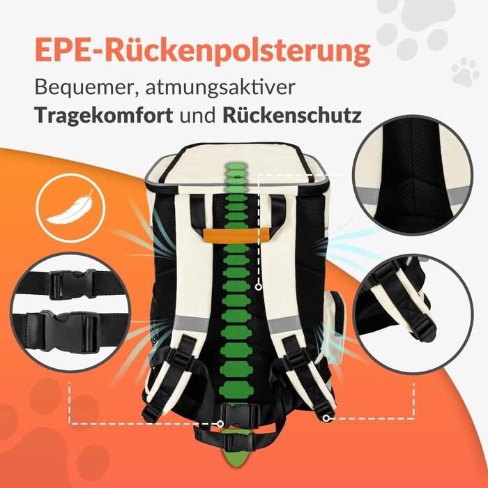 Рюкзак для тварин до 20 кг, регульовані ремені, складаний, з короткою шлейкою. Підходить для собак та котів (Бежевий)