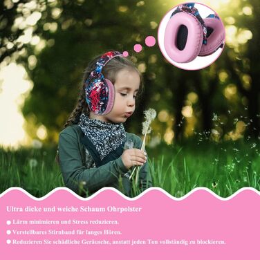 Навушники для захисту вух Kinder: регульовані навушники шумоізоляції для дітей, для концертів, SNR 28dB, рожевий колір