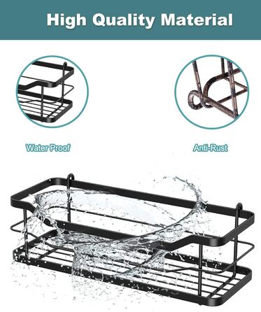 Golden Bell Shower Shelf, Over-the-Door Shower Shelf (No Drilling), Shampoo Holder for Shower, Adjustable Hanging Shower Shelf 3 Tiers Over the Door Glass Wall for Bathroom, Black