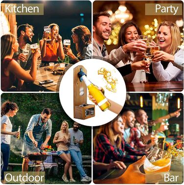 Goldmiky Wooden Bottle Openers for Wall Mounting, Vintage Wooden Bottle Opener for Bar, Kitchen, Terrace, Wall Bottle Opener Bottle Opener Bar Beer, Gift for Men and Beer Lovers Style A
