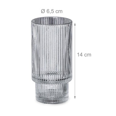 Relaxdays Decorative Glasses, Ribbed, Set of 4