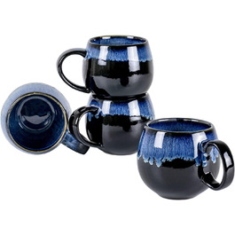 UNICASA Porcelain Coffee Mugs, Set of 4 Cups with Handles, Each 530 ml, Porcelain Cups for Tea, Coffee, Milk, Cappuccino, Blue