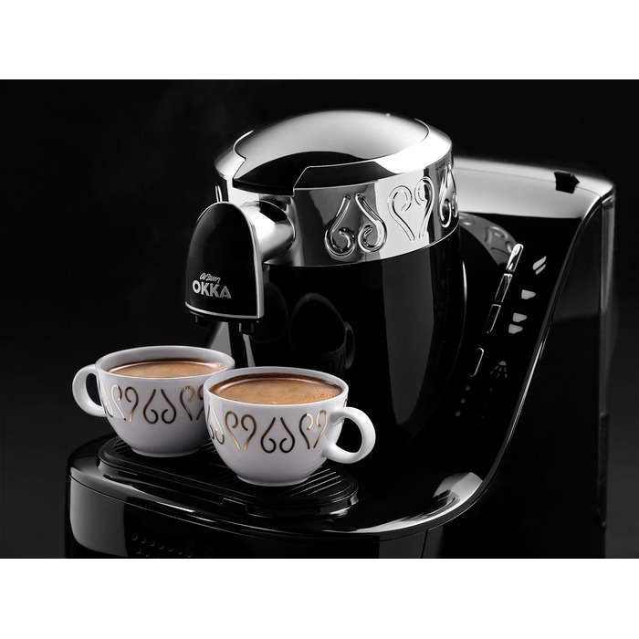 Arzum Okka OK001 Turkish Coffee Machine, 2-Cup Capacity, Direct Fill, Brew Level Recognition, Patented Brewing Technology, Self-Cleaning, 710W, Black-Chrome (Chrome)