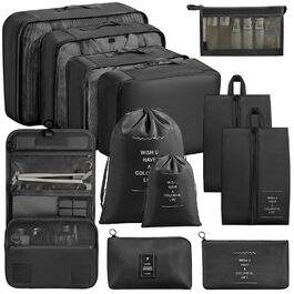 Органайзер для валізи Chijoo, набір 12 шт (чорний) – набір кубиків для пакування, аксесуари для подорожей