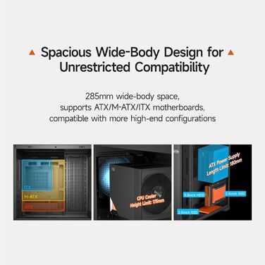 Корпус PCCOOLER C3T500 ARGB Tower ATX: 6 вентиляторів ARGB, підтримка RTX 40, подвійне скляне бокове вікно, чорний