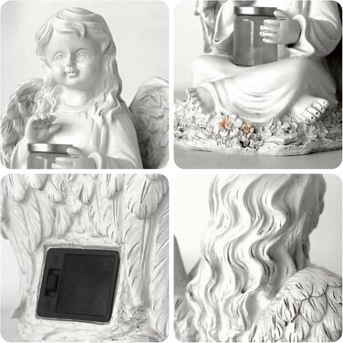 Tuzsocr Angel Garden Figurines Solar Stake Lights for Outdoors, Weatherproof Grave Decorations for Cemetery Outdoor Garden Decor