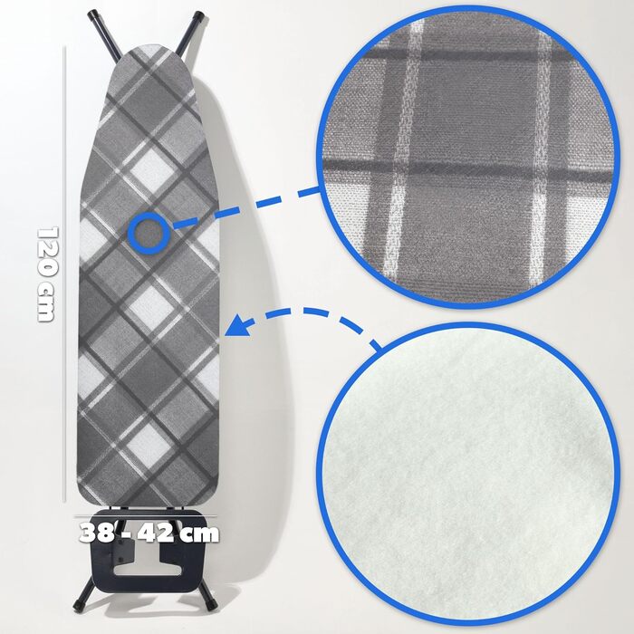 Набір для прасування KADAX: зносостійкий чохол з еластичним гумкою, для парових прасок, замінний, в клітинку (Kariert M)