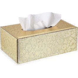 BTSKY Rectangular Faux Leather Tissue Box Cover, Elegant and Stylish Decoration (Gold)
