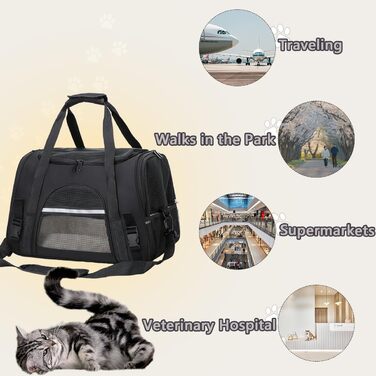 Транспортна сумка для котів та собак, чорна, до 5 кг