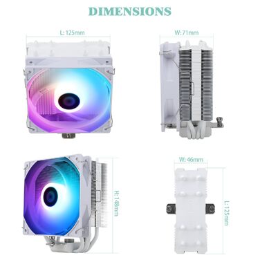 AssassinX120 SE White ARGB CPU-кулер: 4 heatpipes, тиха система охолодження, сумісний з AMD AM4/AM5 та Intel 1700/1150/1151/1200