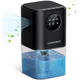 Електричний осушувач повітря Homtronics 1700 мл, компактний, портативний, тихий, з підсвіткою 7 кольорів, автовимкнення, для ванної, спальні, шафи, офісу (чорний)