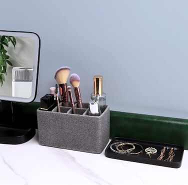 Органайзер для ванної кімнати ZCCZ: великий тримач для зубних щіток та чаша для косметики з гранітною текстурою