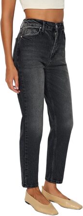 Джинси жіночі Trendyol Mom Jeans висока талія прямі чорні розмір 34