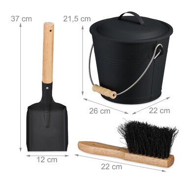 Relaxdays Ash Bucket with Lid & Broom Set 4.5 L