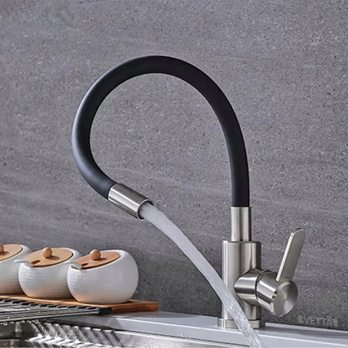 Кухонний змішувач Granite Sink, чорний з сріблом