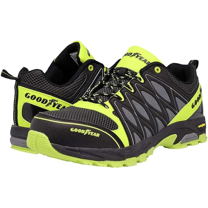 Черевики робочі Goodyear S1P/SRA/HRO для чоловіків, металозахисні, композитна підошва, чорно-неонові (38 EU)