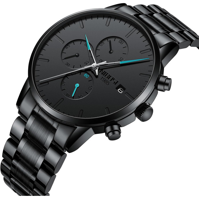 Годинник чоловічий NIBOSI аналоговий бізнес-хронограф, кажель, військовий, водостійкий, з нержавіючої сталі, для хлопців, блакитний