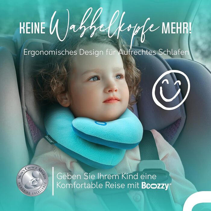 Подушка для шиї BCOZZY для дітей 8-12 років (сірий сріблястий), запобігає падінню голови, комфортна для подорожей, м'яка, можна прати, середній розмір