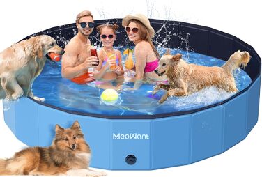 Meowant Foldable Dog Pool, Dog Bathtub, Splash Pool Large Thickened PVC, Extra Large Outdoor Foldable Kids Pool, Portable Non-Slip Dog Splash Pool, No Pump Required (272 x 50 cm) (220*40cm)