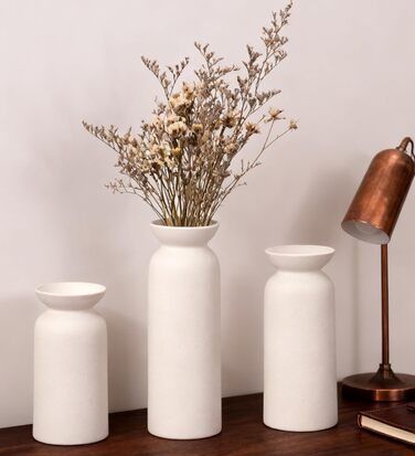Керамічні вази 3 шт., сучасний мінімалізм, декор для дому, вази для пампасних трав, вітальня (12 білий)
