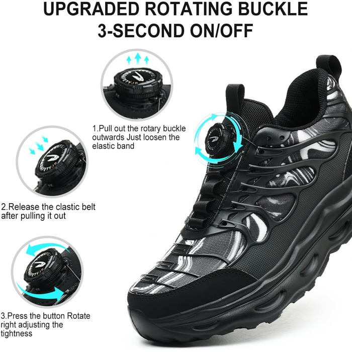 Черевики безпеки для чоловіків та жінок. Робочі черевики зі сталевим підноском. Легкі, спортивні, антипрокольні, чорного кольору (38-42 EU)