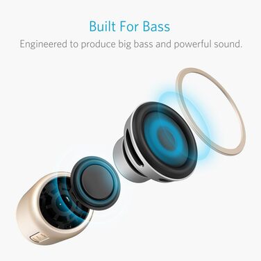Портативна Bluetooth колонка Anker Soundcore Mini з FM радіо, 15 годин роботи, 20 м радіус дії та потужним басом (золота)