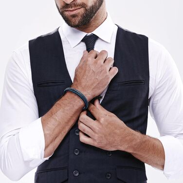 Чоловічий шкіряний браслет Armand, 21 см. Чорний, зелений, червоний, білий. Подарунок на День батька. Браслет для чоловіків Armand