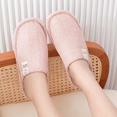 Зимові тапочки з льону, дихаючі, для дому, готелю, для жінок та чоловіків, неслизькі, рожеві, 38/39 EU