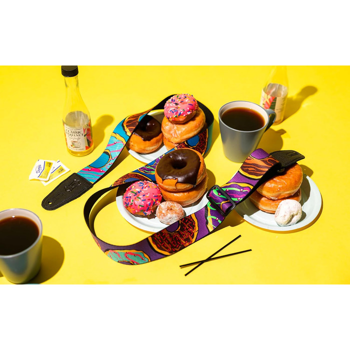 Гітарний ремінь Levy's Musikinstrumente з поліестеру, 5,1 см, з мотивом пончиків (65 дюймів, пончики)