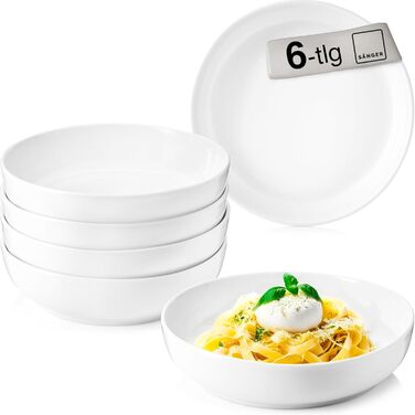 SÄNGER Tafelservice: 24-Piece Porzellan Geschirr Set для 6 осіб (Marlo) | Teller, Миски, Паста | PREMIUM